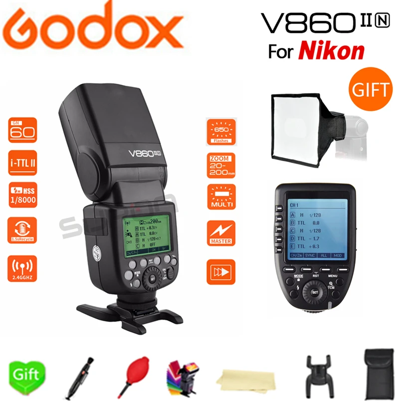 Paypal Accpect Godox V860II N Flash GN60 i TTL HSS 1/8000s литий ионный аккумулятор Speedlite + Xpro trigger для