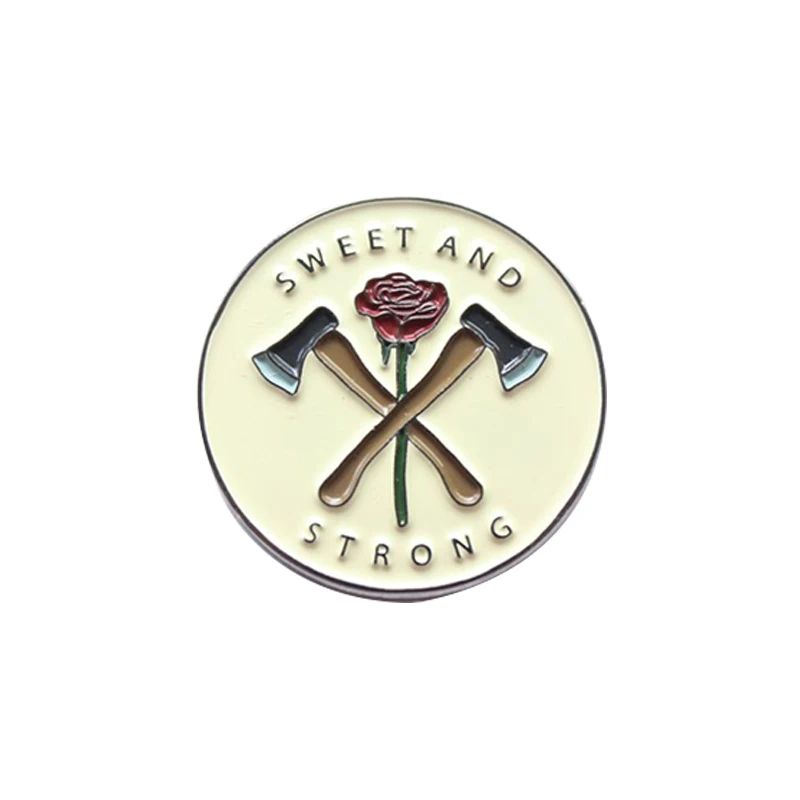 

sweet and strong axe rose flower enamel pin badge