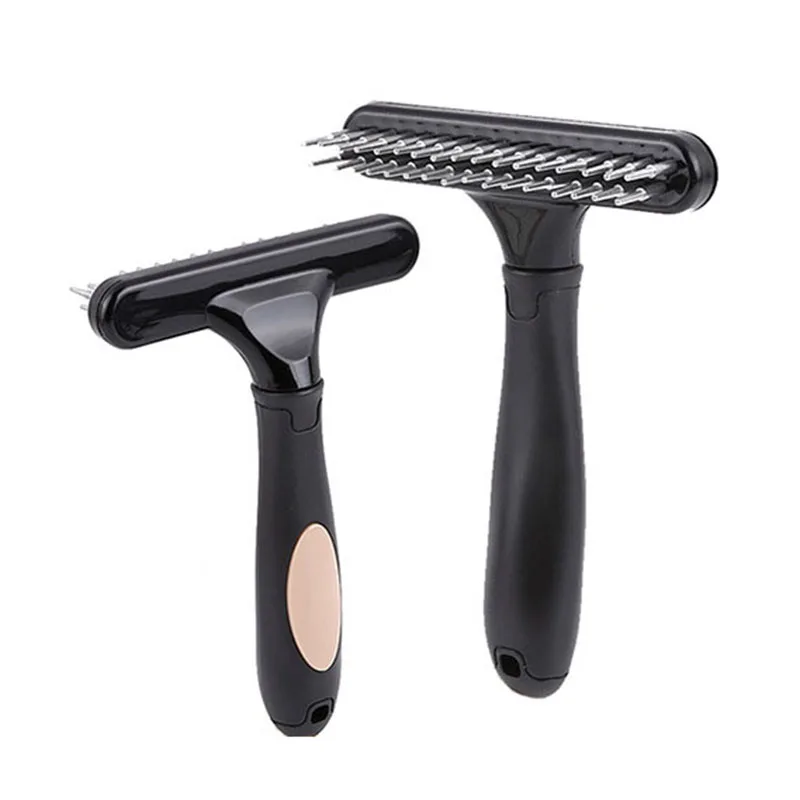 

4 Colors Pet Grooming Comb Double Row Pins Undercoat Rake for Dogs & Cats Professional Pet Shedding Tool with Rotating Pins