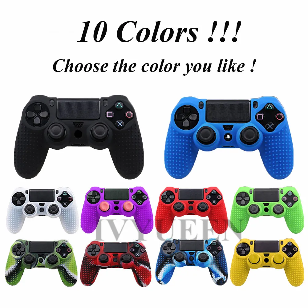 IVYUEEN 9 в 1 с шипами для ухода за кожей кожи Dualshock 4 PS4 Pro тонкий защитный чехол-Обложка с 8 рукоятка пальца шапки для Игровые приставки 4