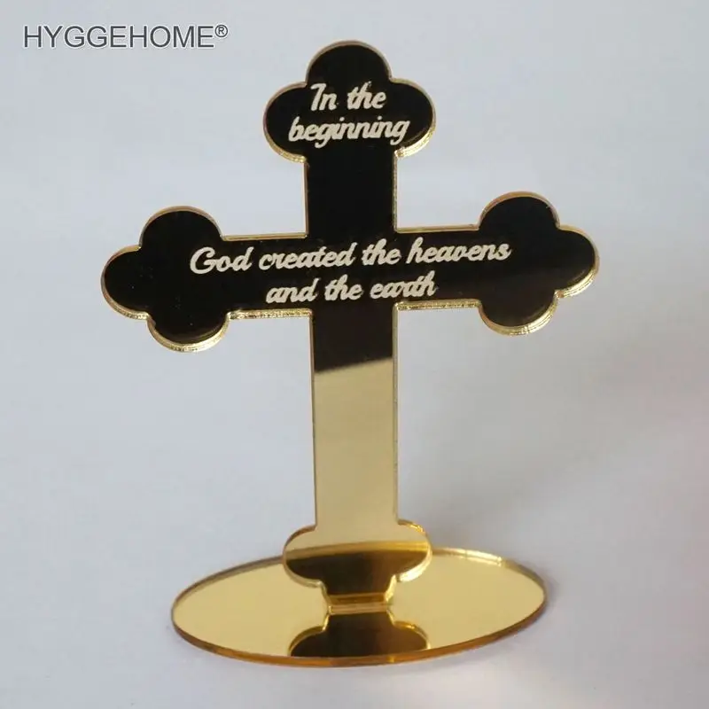 

10pcs 12cm High Mirror Cross Prayer for Personalized Table God Bless of The Lord's Prayer Christening & Baptism House Moving