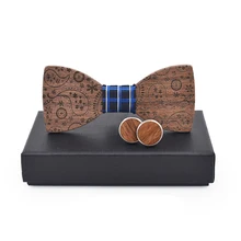 Mantieqingway дерева Лук Галстук Пейсли с цветочным принтом деревянные бабочкой запонки для свадьбы ручной работы кешью Bowties запонки