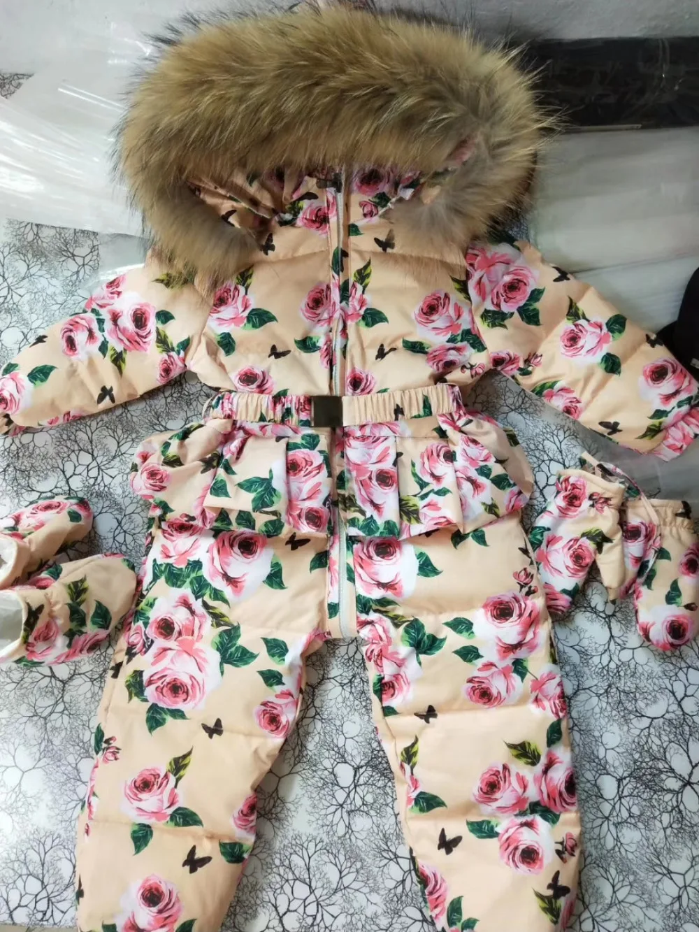 2021 Winter Baby Down Coat Baby Duck Down Suit Outerwear Fur Hooded