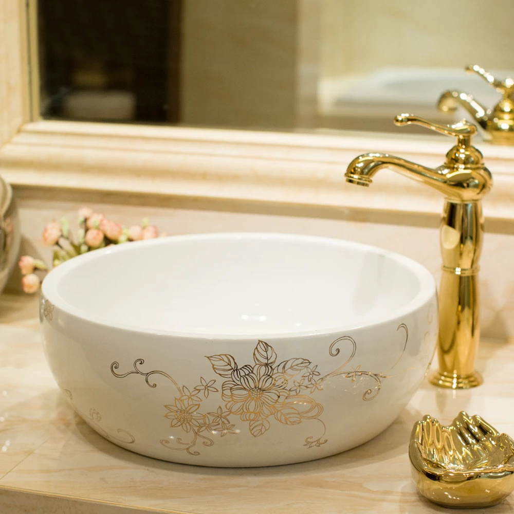 Chinese Style Above Counter Basin Ceramic Bathroom Vanity Washbasin Washbasin Art Bowl Shape Lo621248 Bathroom Sinks Aliexpress