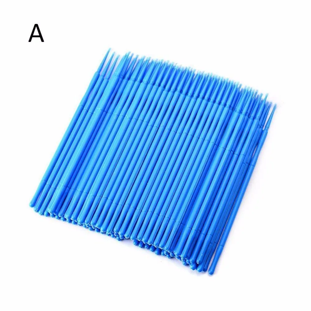 100 шт одноразовые цветные ватные тампоны щетка для ресниц чистящие тампоны горячее естественное приспособление для снятия ресниц тату набор микрощеток - Цвет: Blue L