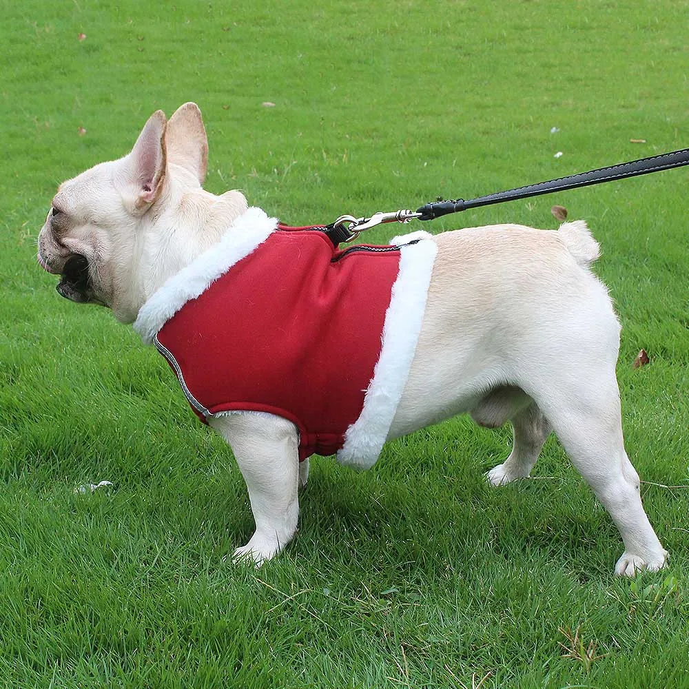 

JCXAGR Pet Dog Coat Jacket Winter Warm Fleece Vest Harness Reflective Leash Puppy Bulldog Adjustable For Small Medium Large Dogs