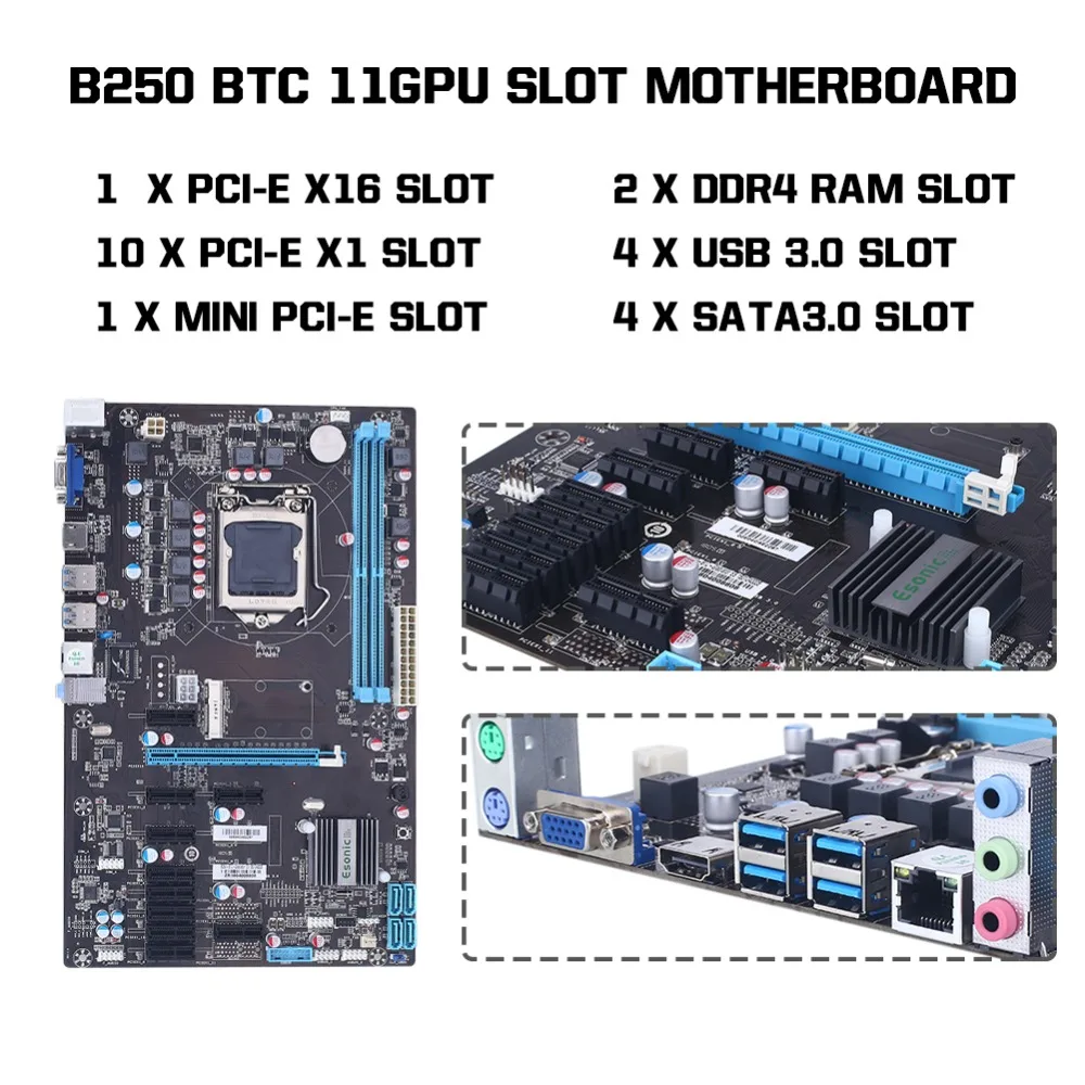 Amzdeal 11 Pcie Lga1151 Hdmi Miner B250 Btc Mining Motherboard Mainboard Profession High Speed For Pentium Celeron April 2021