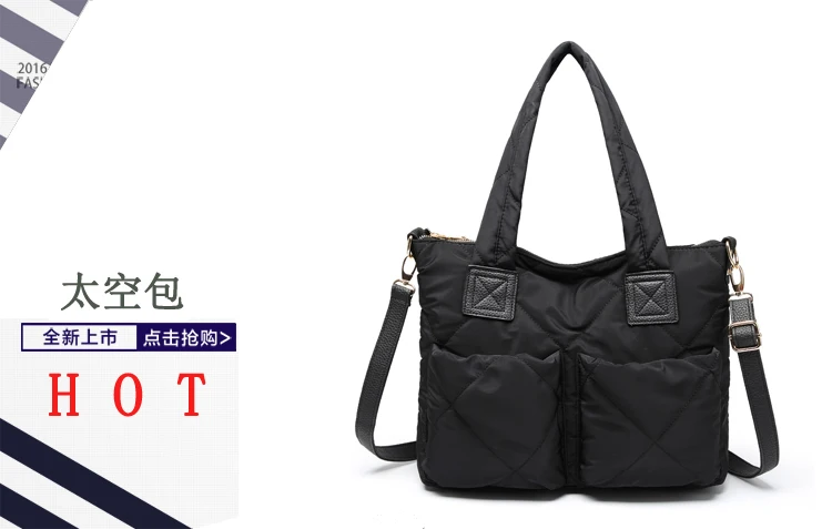 Down Feather Padded Lady Shoulder Crossbody Bag New Winter Space Bale Handbags Woman Casual Space Cotton Totes Bag