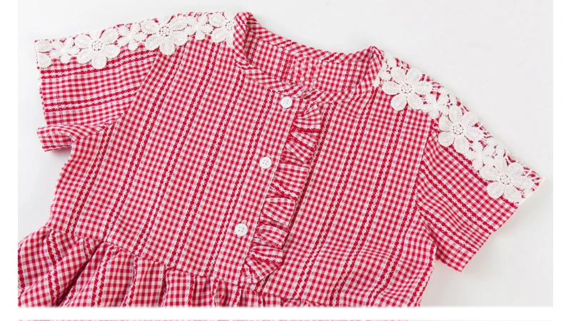 teenage girls dresses with lace crochet floral red blue plaid preppy style little girls dress 2018 summer children dress baby (11)