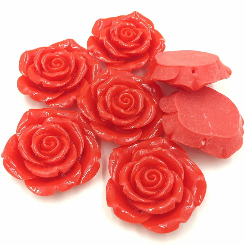 

5Pcs Luggage Dome Seals Cabochons Cameos Ornament Red Rose Flower Shape Resin Crafts DIY Findings 43x41mm