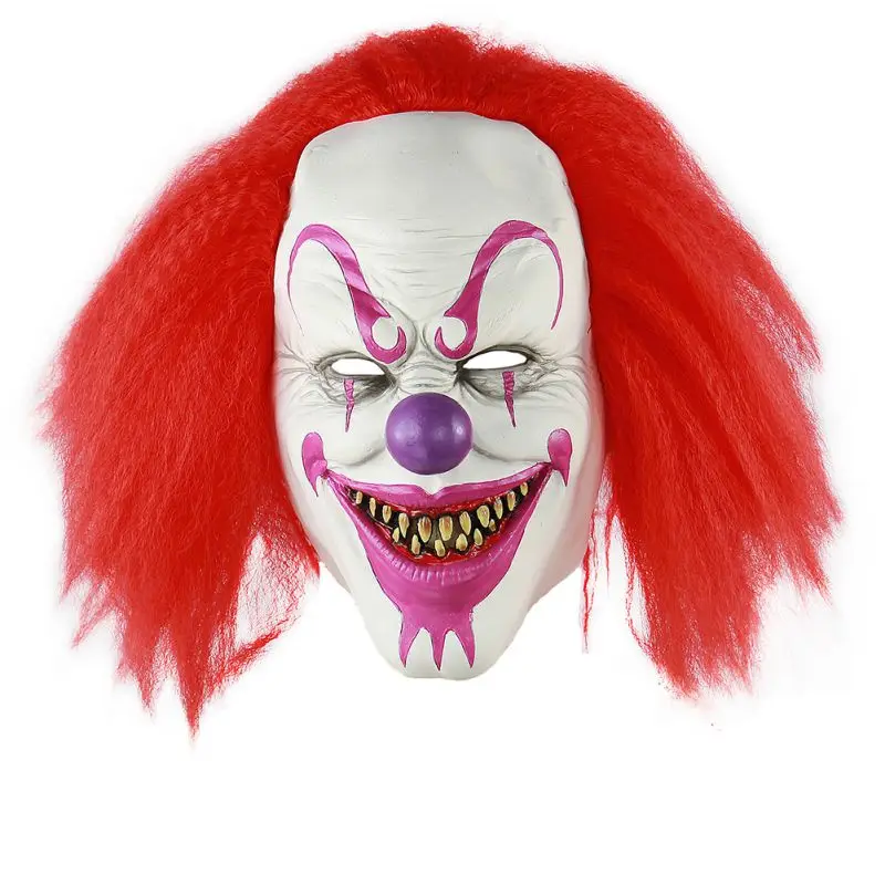 Ужас! Страшная маска клоуна на хэллоуин, длинные волосы, призрак, страшная маска, реквизит, злобный призрак, хеджирующая маска зомби, реалистичные латексные маски - Цвет: F