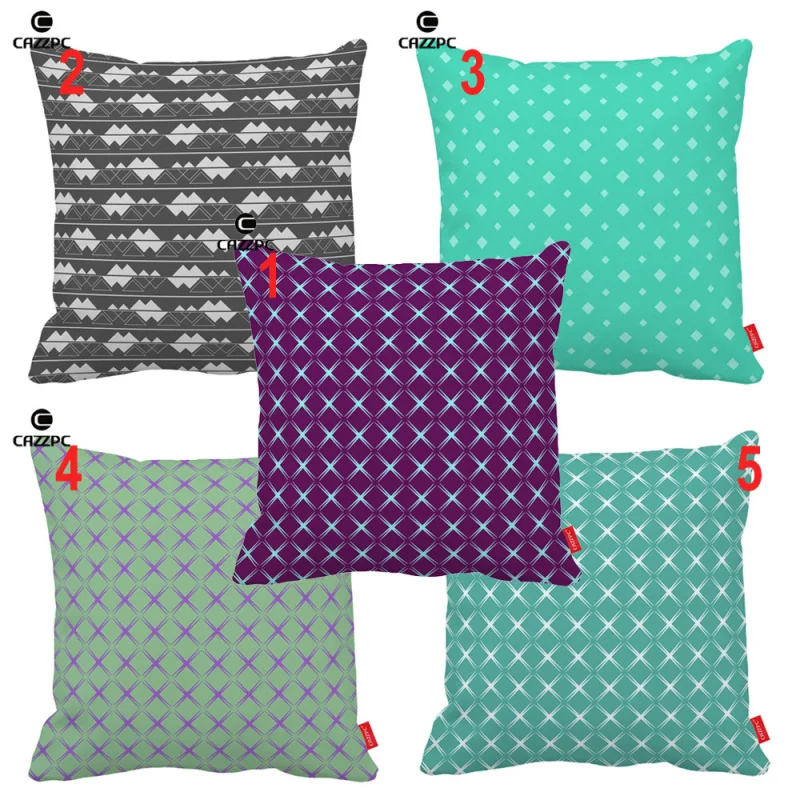 Turquoise Astral Bohemian Quilting Plaid Geometric Print Car Sofa