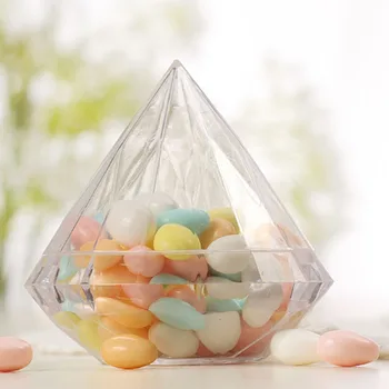 

High Quality New Arrival Transparent Clear Plastic Diamond Shaped Candy Boxes Case Storage Container Wedding Party Decoration