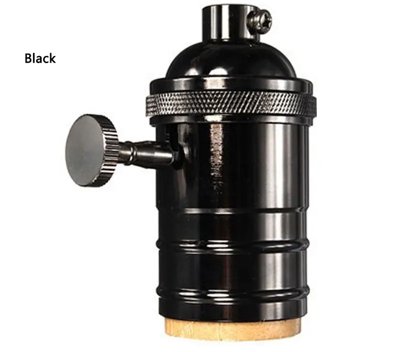 Высокое качество Винтаж цоколем Эдисона E27 винт лампы База Алюминий держатель лампы промышленного ретро кулон фитинги - Цвет: Black