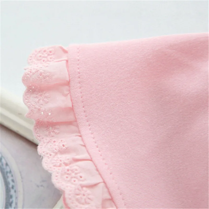 Осенняя одежда для маленьких девочек шляпа хлопковая шнурка девушки Hat розовый белый мягкий Кепки для младенческой регулируемая принцессы для новорожденных ткань аксессуары