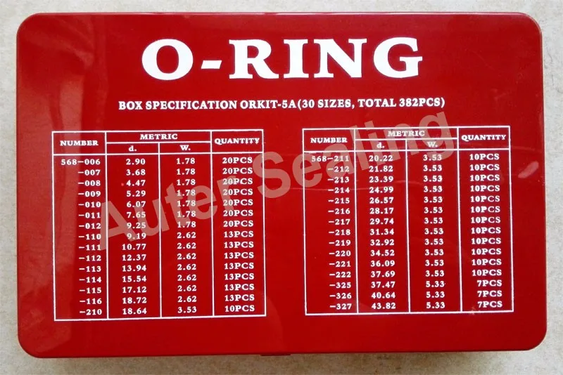 30 sizes 382pcs 5A Red oring kit2-1