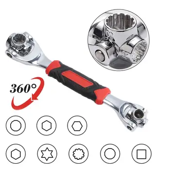 

48 in 1 Tiger Wrench Tools Socket Works with Spline Bolts Torx 360 Degree 6-Point Universial Furniture Car Repair 25cm only red
