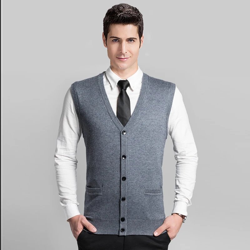 2016 New Design Autumn Mens V Neck Cardigan with Button Up