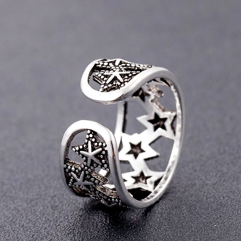 Женские кольца в богемном стиле с большим настоящим 925 пробы и Серебряной звездой, ювелирные изделия в стиле панк, винтажные античные кольца на палец для помолвки, вечерние, подарок