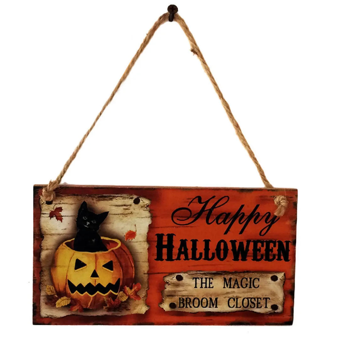 Halloween Wooden Door Hanging Plaque Board Sign Art Party Home Wall Decor