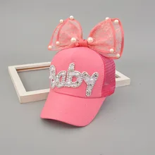 

Summer Bow-Knot Children Baseball Cap Adjustable Belly kids Baseball Caps Cute Baby Kid Bonnets For Girls Sequin Kid Hat Boy Hat