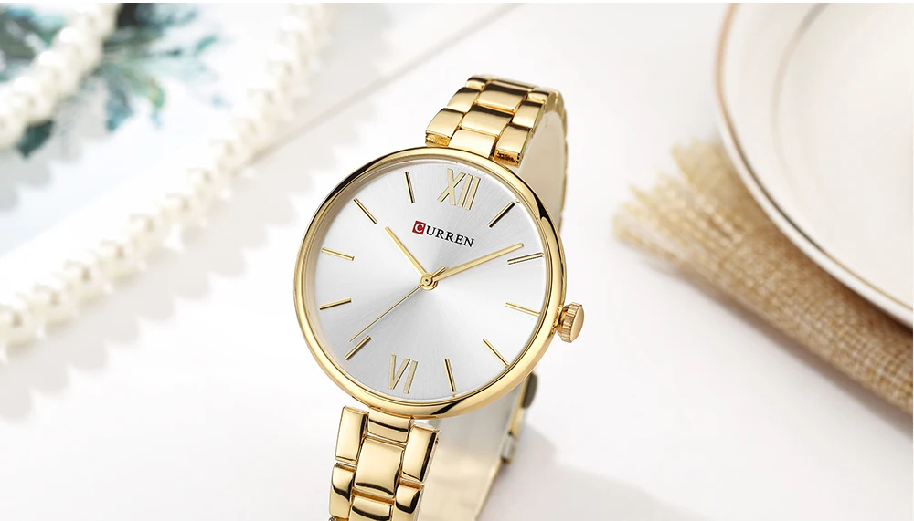 CURREN Simple Fashion Stainless Steel Analog Quartz Wrist Watch Calendar Female Dress Watch Women Clock Relogio Feminino 9017