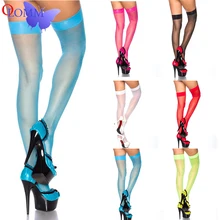 Модные изделия, модные яркие цвета, длинные женские носки без пятки, летние сексуальные однотонные полупрозрачные женские ультратонкие чулки