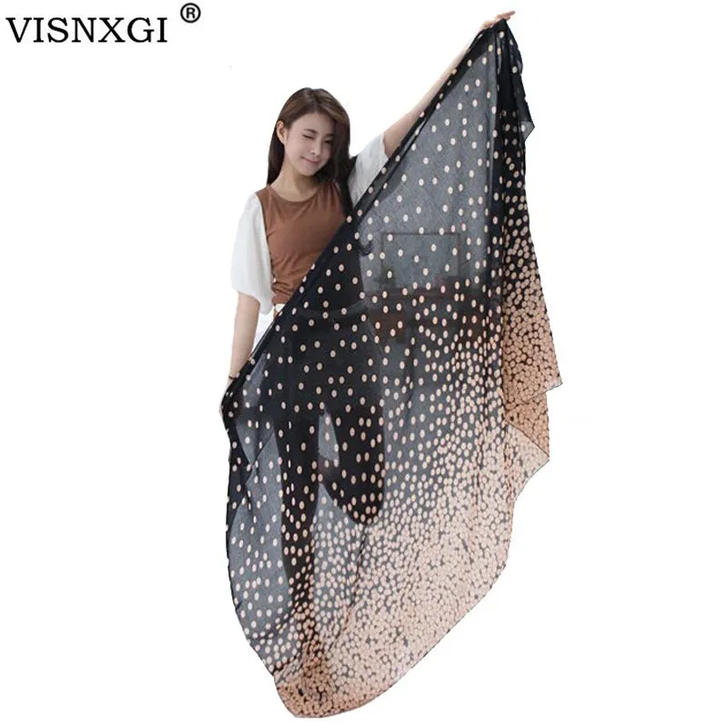 

VISNXGI Fashion Scarves For Women Print Dot Scarf Female 170*60cm Shawl Bandana For Head Large Hijab Scarfs For Ladies Bandana