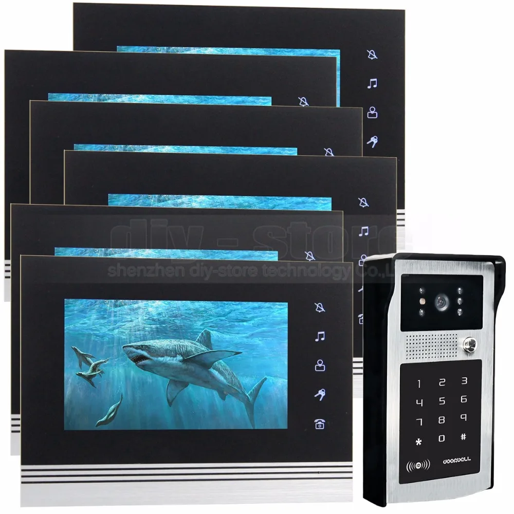 DIYSECUR 7 inch Touch Button Video Door Phone Intercom Doorbell IR Night Vision HD 300000 Pixels RFID Keypad Camera 1V6 DIYSECUR 7 inch Touch Button Video Door Phone Intercom Doorbell IR Night Vision HD 300000 Pixels RFID Keypad Camera 1V6