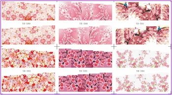 

6 PACK/ LOT WATER DECAL NAIL ART NAIL STICKER FULL PAGE PLUM BLOSSOM FLOWER WINTER BLOSSOM YB589-594