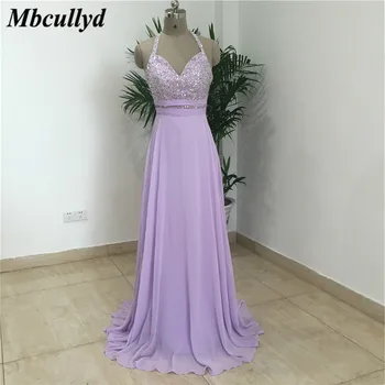 

Mbcullyd Chiffon Bridesmaid Dresses With Beading Crystal Long A Line Maid Of Honor Dress Party For Women Cheap Robe de mariee