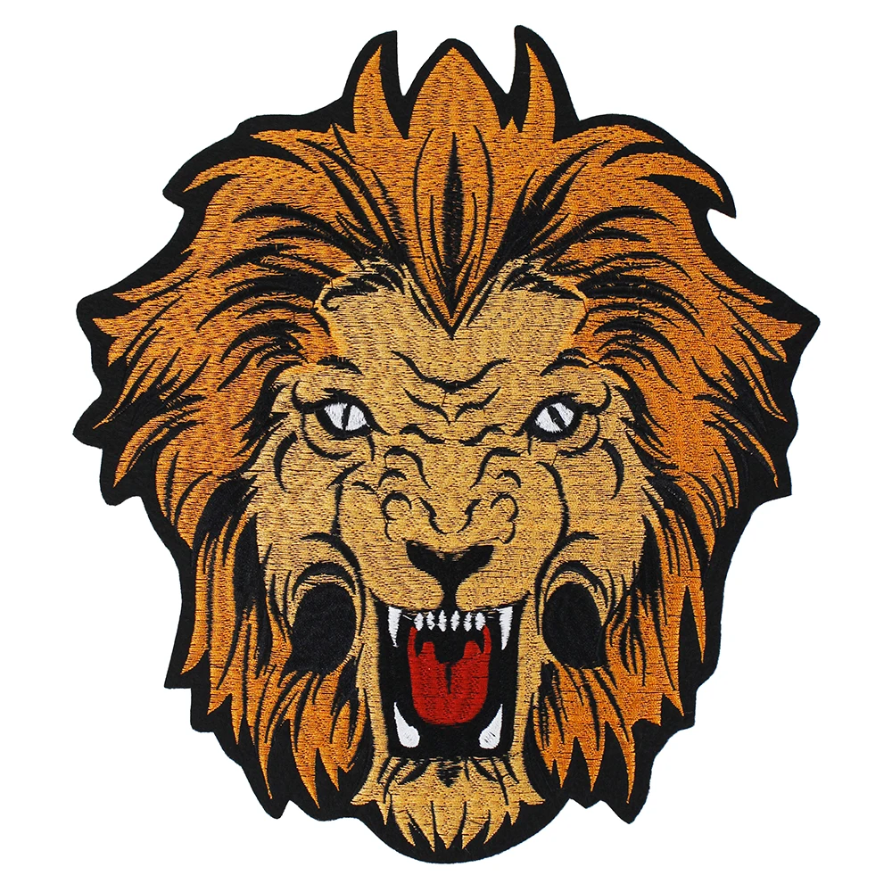 

Vintage Lion Head Embroidery Patches Iron on Stickers Applique Motorcycle Jacket Back Badges for Clothes Decorated 10pieces