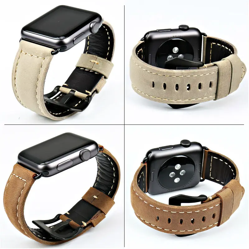 MAIKES new design vintage genuine cow leather watchbands watch accessory bracelet for apple watch band 42mm 38mm series 1 & 2