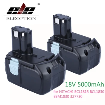

ELEOPTION 2PCS High Capacity 18V 5000mAh Li-ion Battery for HITACHI BCL1815 BCL1830 EBM1830 Rechargeable Power Tool Battey
