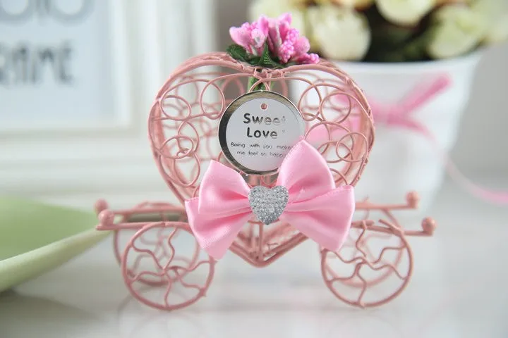 Розовый металл карета-тыква коробки для конфет коробки для шоколада подарок Принцесса свадьба для новобрачных, вечеринка в честь новорождённого пользу контейнеры вечерние поставки