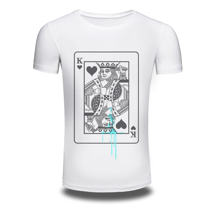 DY 106 Free Shipping font b Mens b font Poker k Designs Printing White 100 Cotton