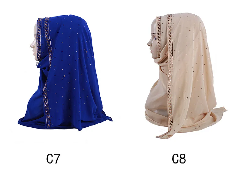 Фабричный выход шифоновый шарф Блестящий горный хрусталь женский мусульманский тюрбан хиджабы с блестками точка горный хрусталь мерцающий длинный ислам шаль