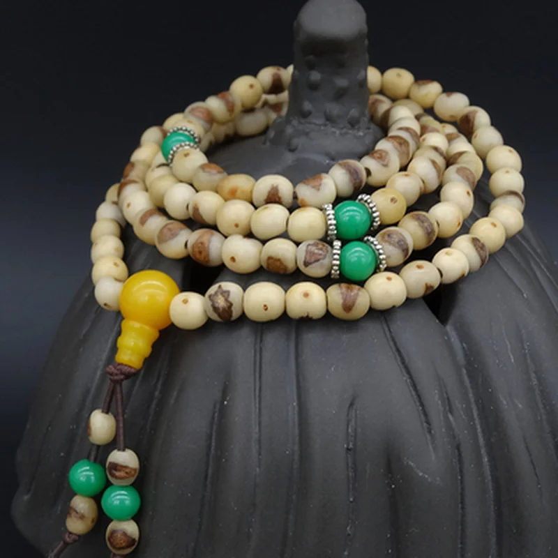 

6mm Tibetan Buddhism 108 Buddha-eye bodhi seed Prayer Bead Mala Necklace