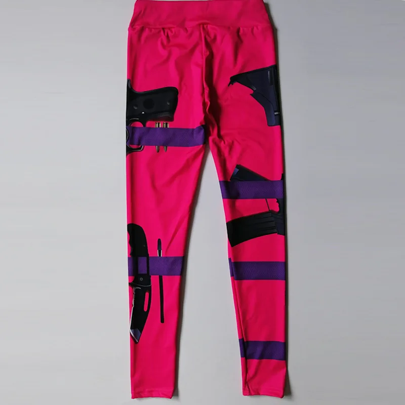 FCCEXIO New Gun Equipment Print Leggings Fashion Women Leggings Super Hero Deadpool Leggins Workout Legging Woman Fitness Pants legging