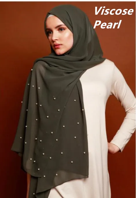 

V3 Half body whIte pearl viscose muslim wrap hijab shawls scarves women underscarf can choose colors