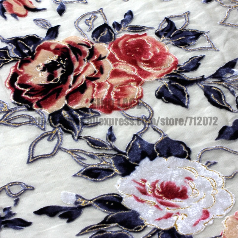 La Belleza 1 ярд шифон красивый горящий цветок платье кружевная ткань 140 см ширина SN170804