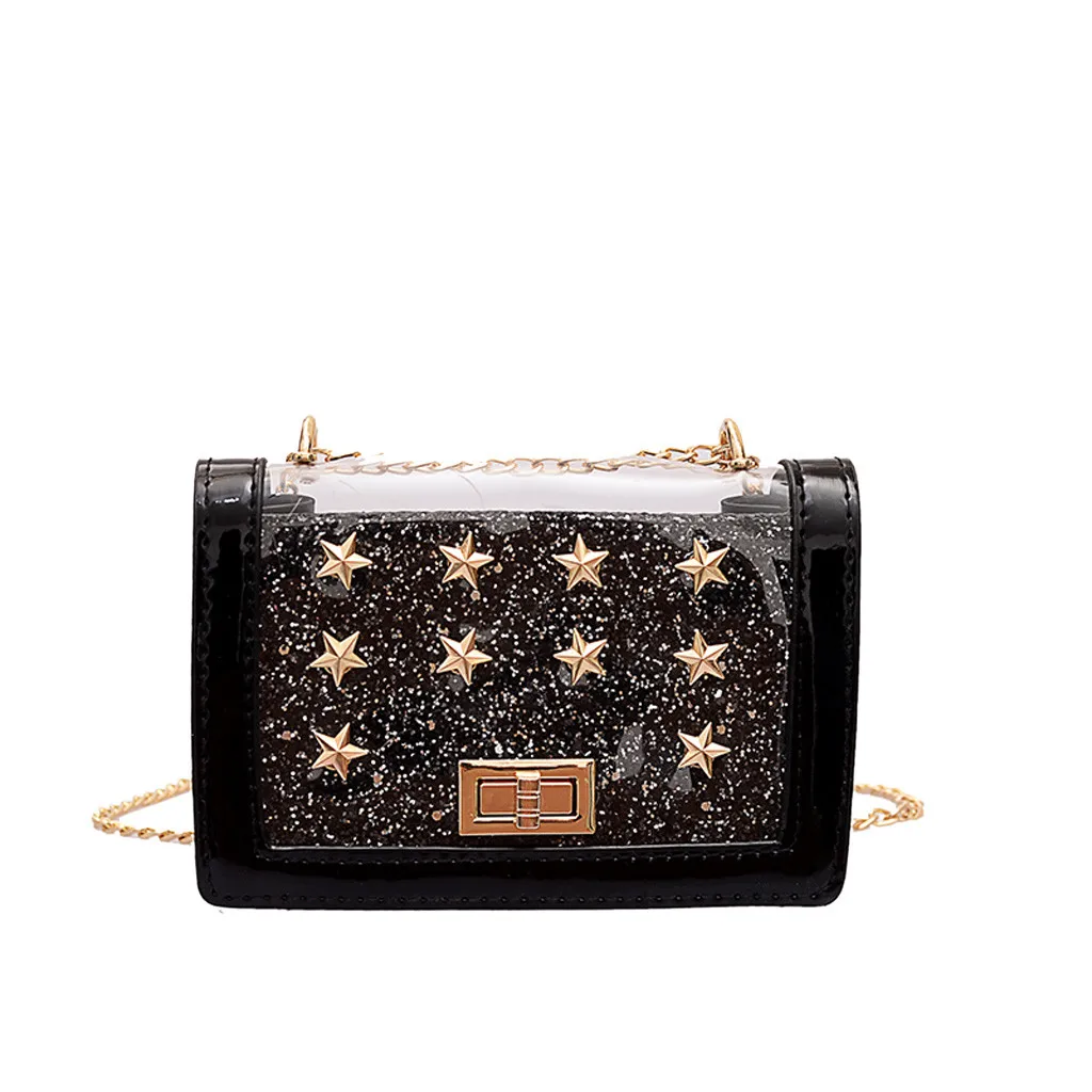 

Summer luxury girls shoulder bags star pattern women Messenger bag Fashion sequin transparent Lady crossbody bag bolsa feminina