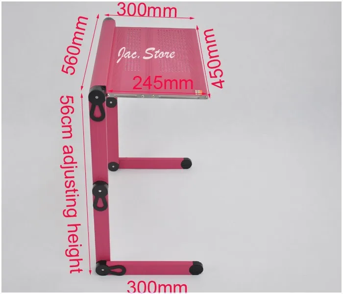 Enviromental Folding Design Portable Laptop Desk with Super Big Fan and Plastic Mouse Pad Pink Color (3)