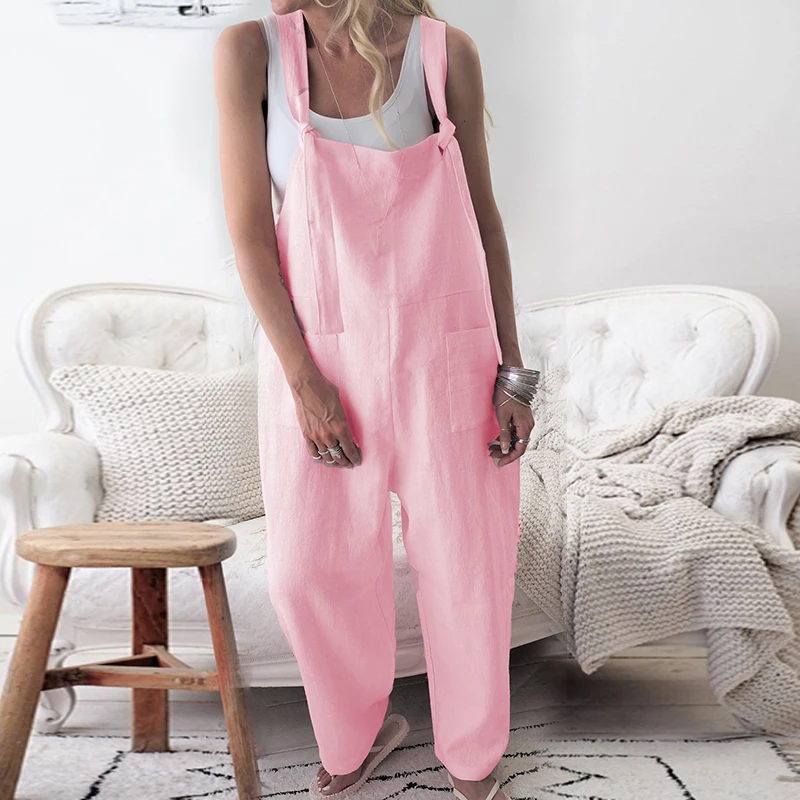 Oversized Baggy High Street Style Jumpsuits Women Elegant Wide Leg Loose Overall With Pocket Trousers Female Ladies Clothing
