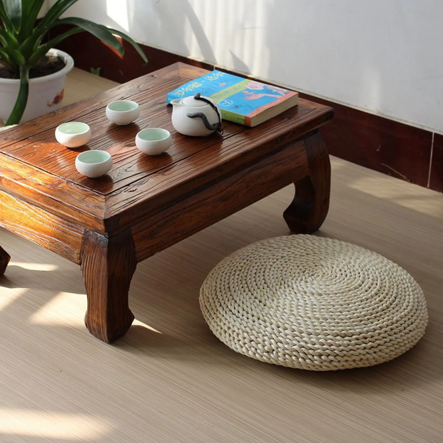 

Eco-Friendly Round Handcrafted Straw Knitted Futon Pillow Floor Sitting Seat Cushion for Home Office Gym Yoga Supplies 40cm