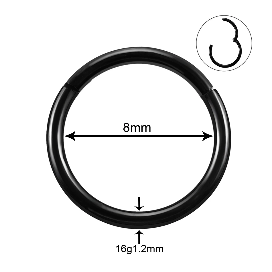 1 шт. титановая черная Подкова для бровей Язык Лабрет кольца шарнирный сегмент носа Перегородка кликер Daith сердце серьги Tragus ювелирные изделия