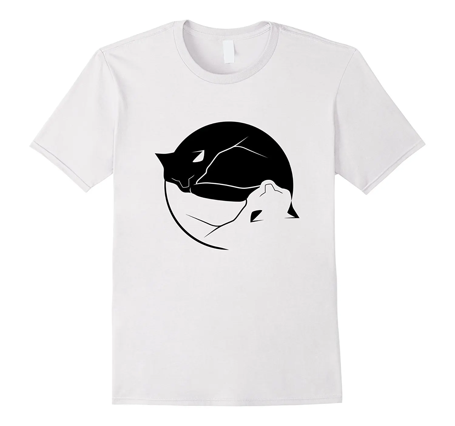 

Hot Sale 100% Cotton Yin And Yang Cat T-Shirt Summer Style Tee Shirt