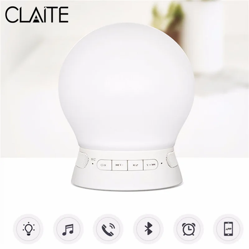 

CLAITE Portable Night Light bluetooth Smart Speaker Lamp with APP Control Multi-function Creative Alarm Lamp