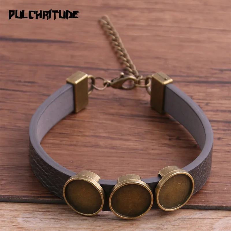 

1pcs PU Bracelets Bangles Base Setting Cuff Blank Trays Brazel Fit 12mm*3 Glass Cameo Dome Cabochon DIY Jewelry Findings P6731