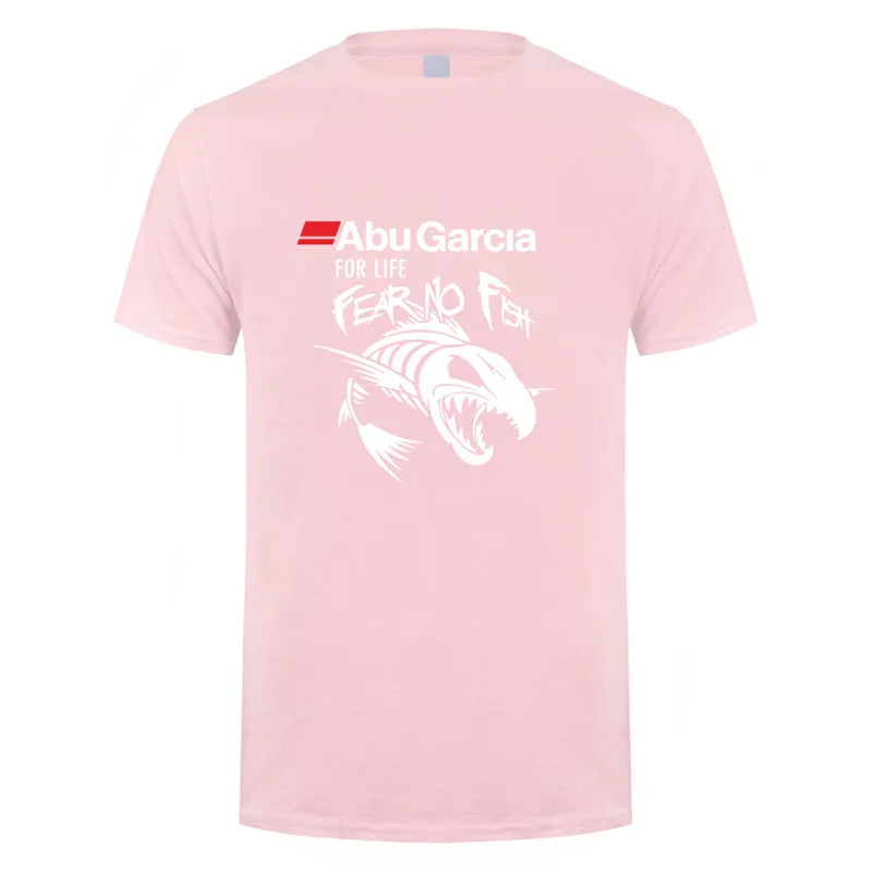 Abu Garcia Fear No Fish футболка мужская с коротким рукавом Хлопок Abu Garcia For Life футболка мужские футболки DS-052 - Цвет: Light Pink